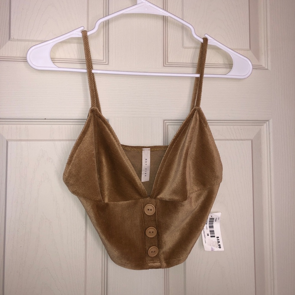 Mystique Boutique women’s gold tank top cropped